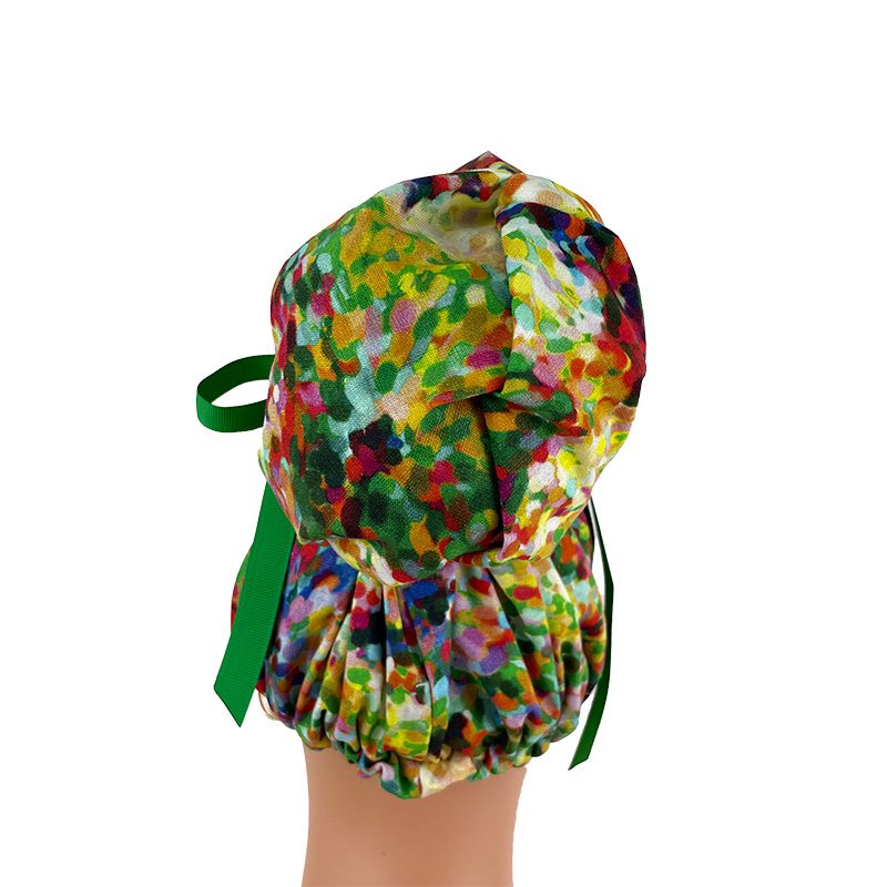 High Bun Ponytail Scrub Caps - Impressionist Floral in Multi - Image 4