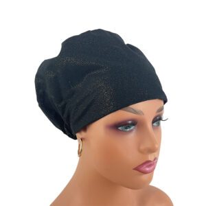 European Style Scrub Cap - Black/Golden Dots