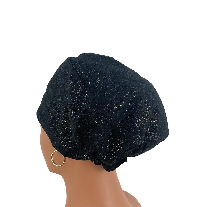 European Style Scrub Cap - Black/Golden Dots - Image 4