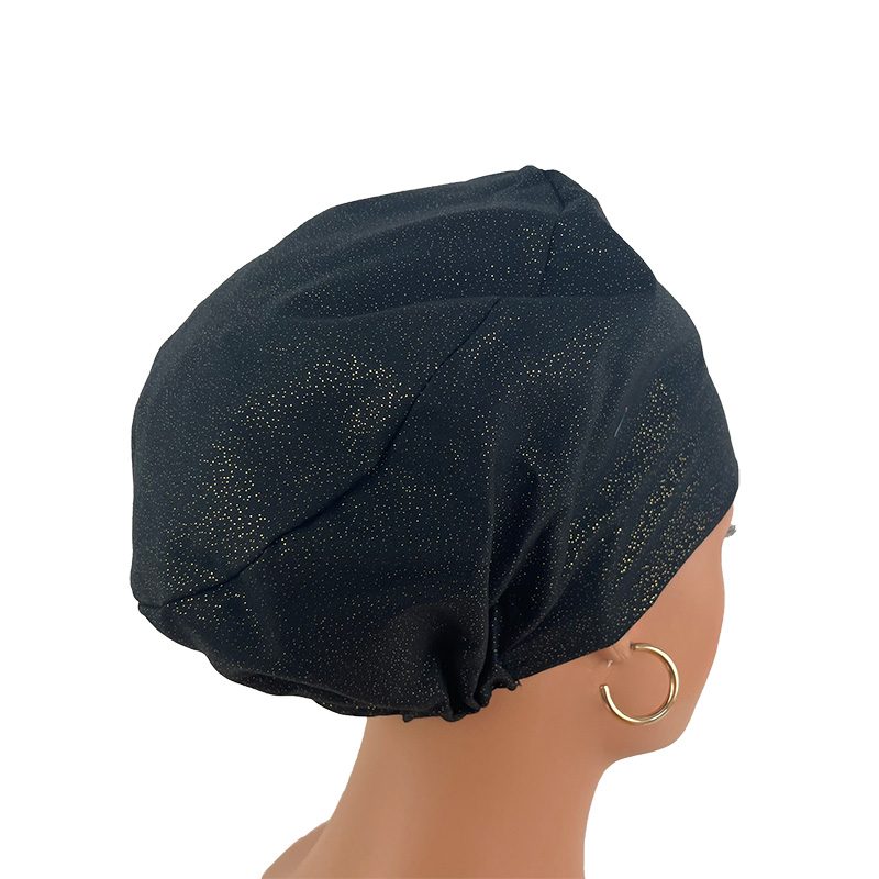 European Style Scrub Cap - Black/Golden Dots - Image 6