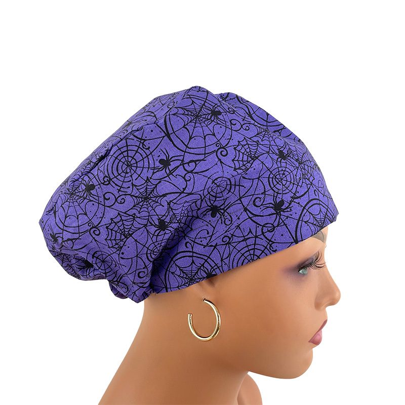 European Style Scrub Cap -Sateen Ribbon - Spider Web - Image 19