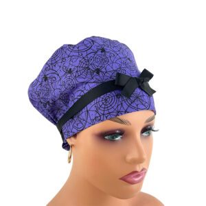 European Style Scrub Cap (Grosgrain Ribbon) - Spider Web