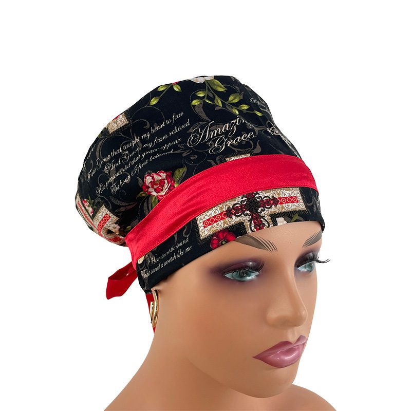 European Style Scrub Cap -Sateen Ribbon - Amazing Grace - Image 7