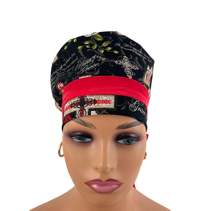 European Style Scrub Cap -Sateen Ribbon - Amazing Grace - Image 8