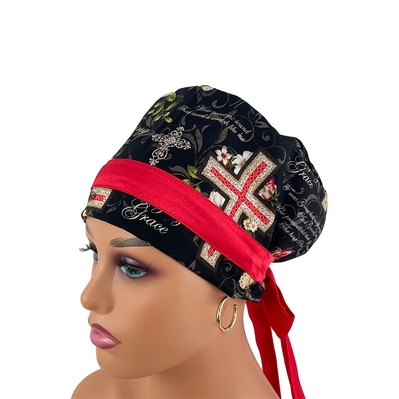 European Style Scrub Cap -Sateen Ribbon - Amazing Grace - Image 9
