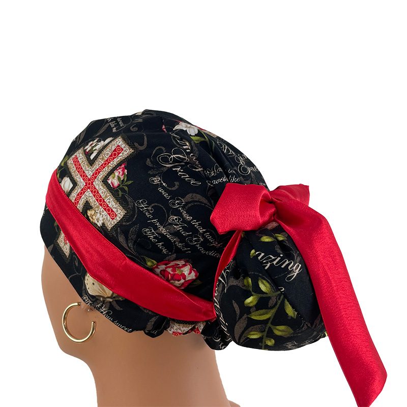European Style Scrub Cap -Sateen Ribbon - Amazing Grace - Image 4