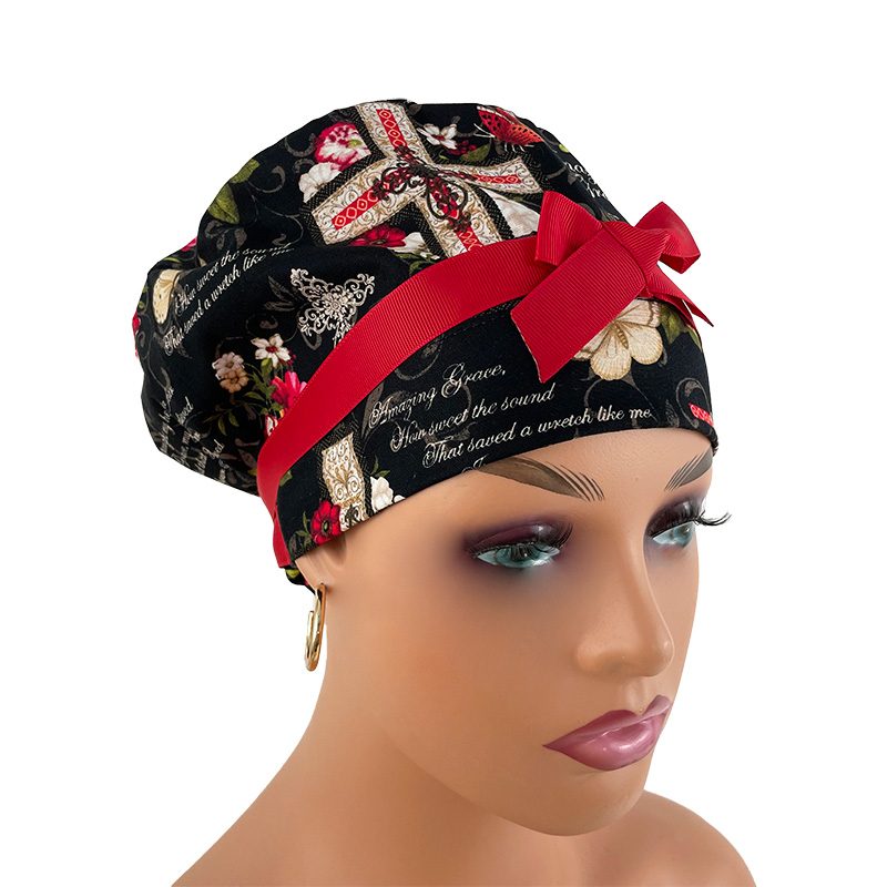 European Style Scrub Cap (Grosgrain Ribbon) - Amazing Grace