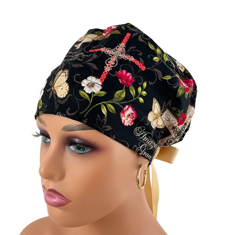 European Style Scrub Cap (Grosgrain Ribbon) - Amazing Grace/Beige - Image 12