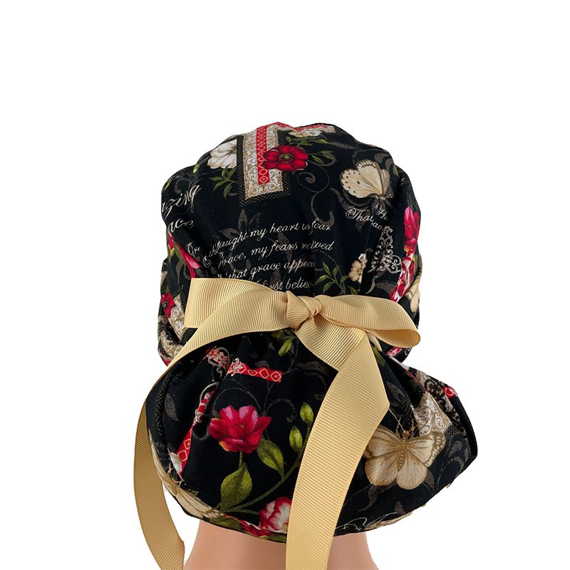 European Style Scrub Cap (Grosgrain Ribbon) - Amazing Grace/Beige - Image 8