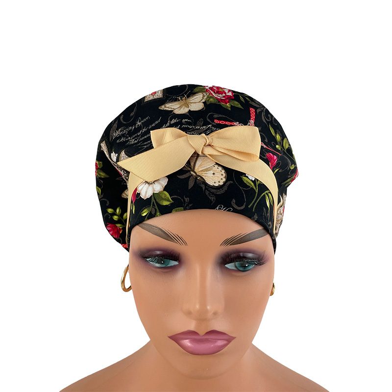 European Style Scrub Cap (Grosgrain Ribbon) - Amazing Grace/Beige - Image 2