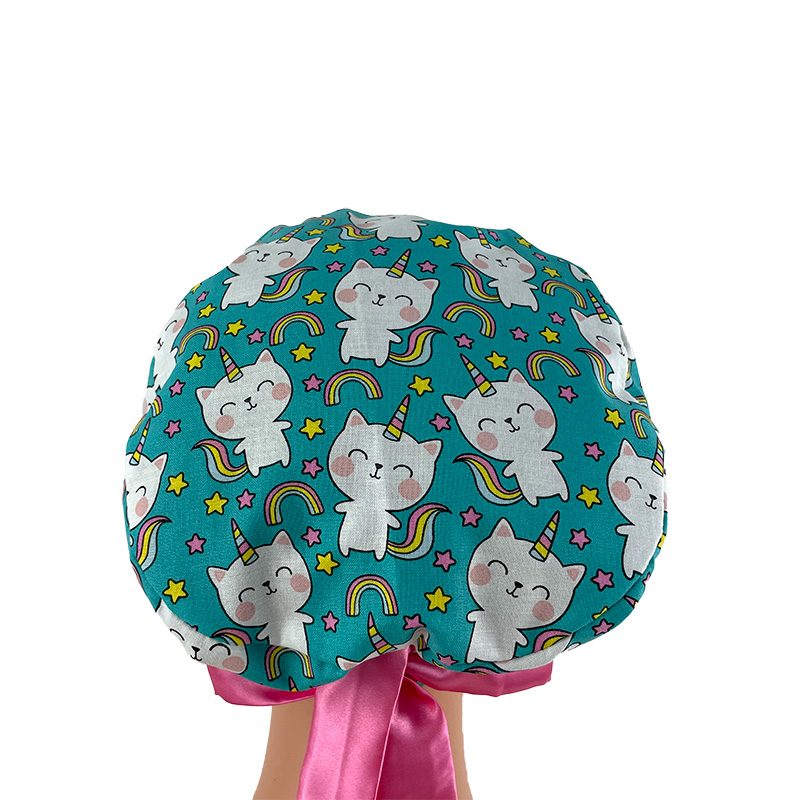 European Style Scrub Cap -Sateen Ribbon - Unicorn Kitty - Image 11