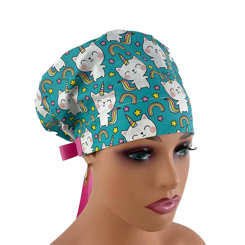 European Style Scrub Cap (Grosgrain Ribbon) - Unicorn Kitty - Image 7