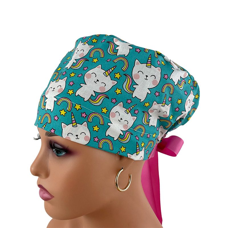 European Style Scrub Cap (Grosgrain Ribbon) - Unicorn Kitty - Image 9