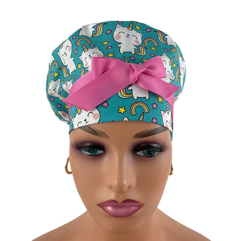 European Style Scrub Cap (Grosgrain Ribbon) - Unicorn Kitty - Image 2