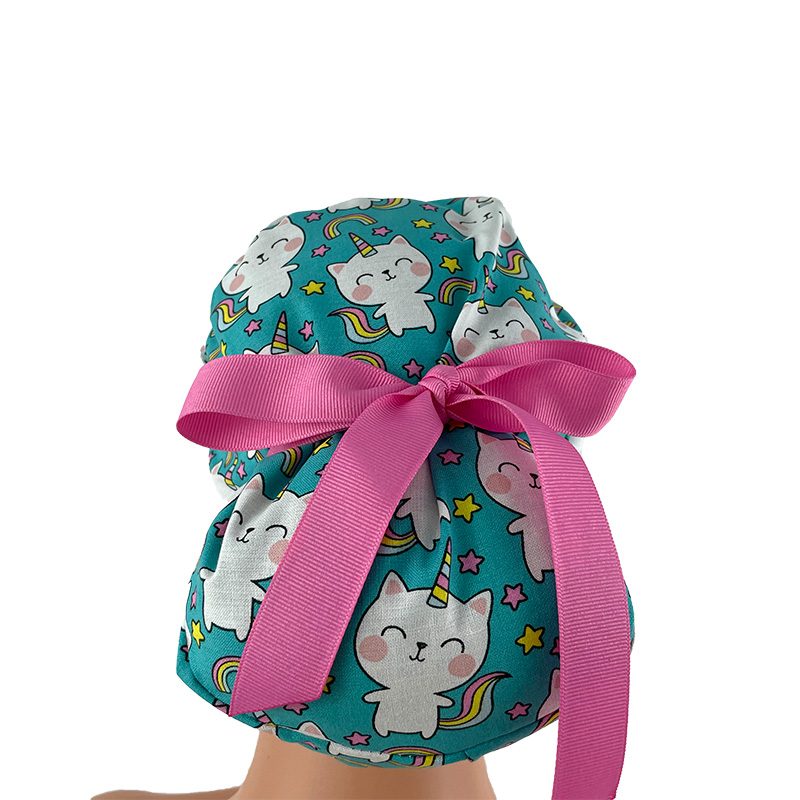 European Style Scrub Cap (Grosgrain Ribbon) - Unicorn Kitty - Image 5