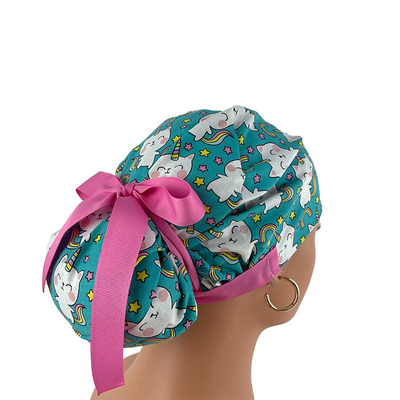 European Style Scrub Cap (Grosgrain Ribbon) - Unicorn Kitty - Image 6