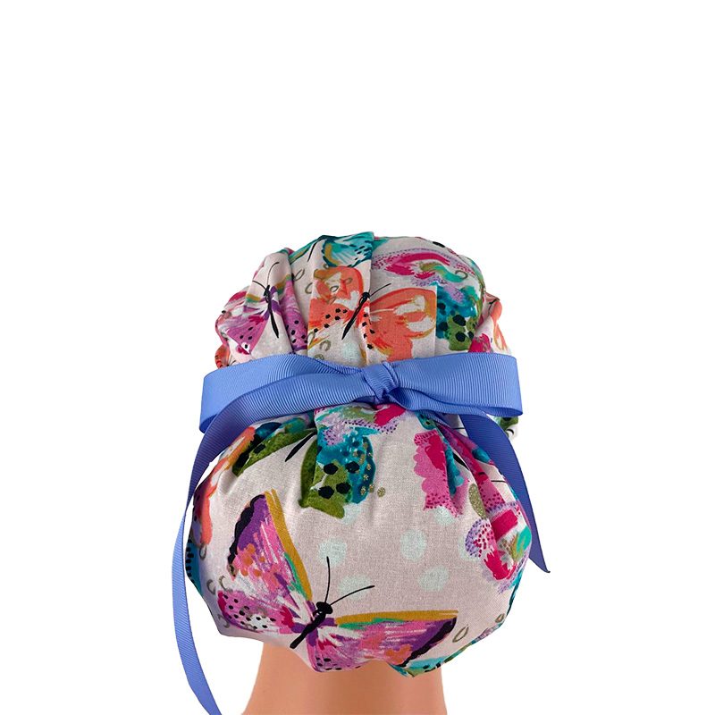 European Style Scrub Cap (Grosgrain Ribbon) - Rainbow Butterfly - Image 5