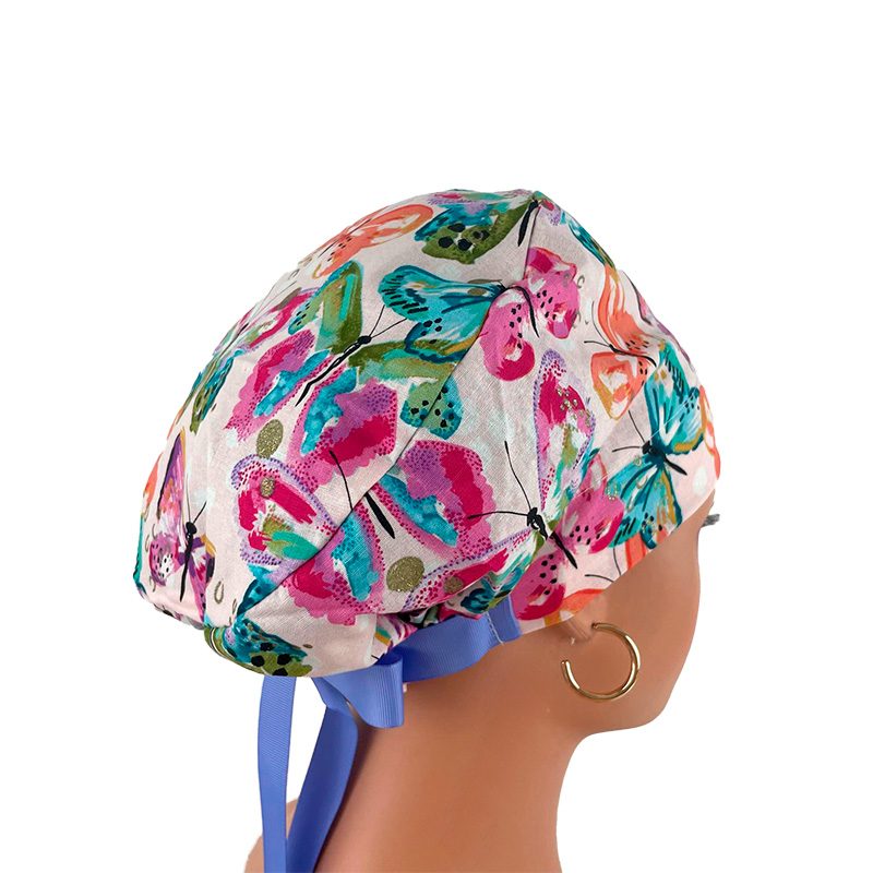 European Style Scrub Cap (Grosgrain Ribbon) - Rainbow Butterfly - Image 12