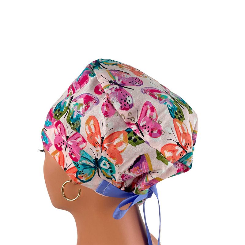 European Style Scrub Cap (Grosgrain Ribbon) - Rainbow Butterfly - Image 10