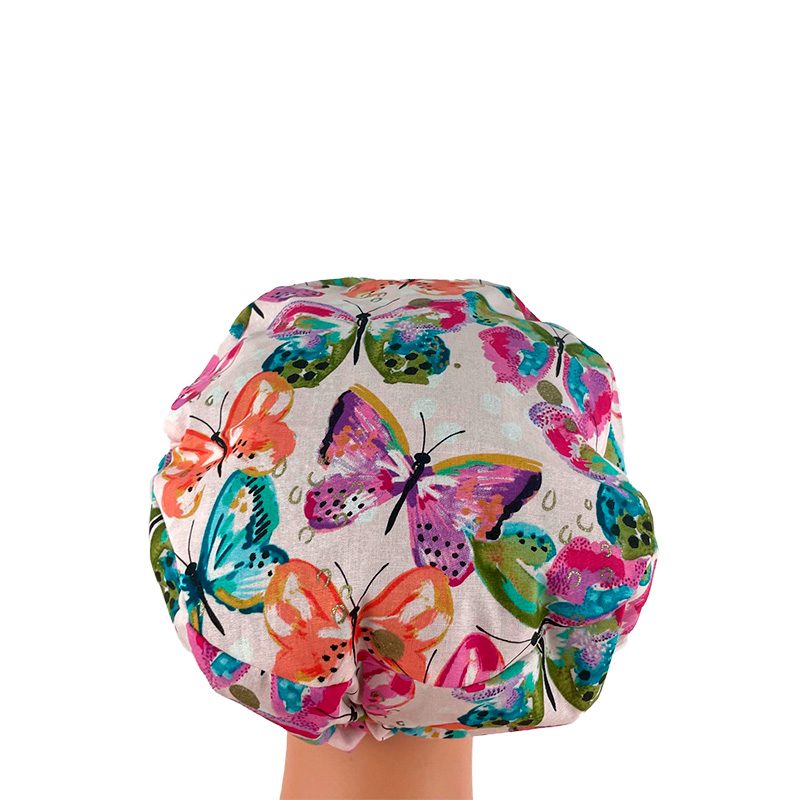 European Style Scrub Cap -Sateen Ribbon - Rainbow Butterflies - Image 20