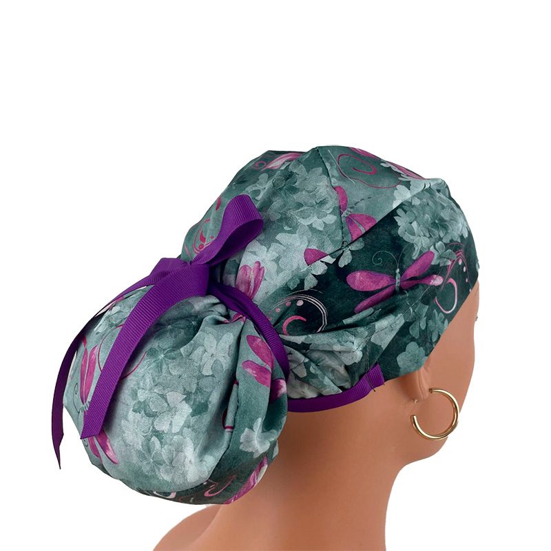 European Style Scrub Cap (Grosgrain Ribbon) - Dragon-fly - Image 6