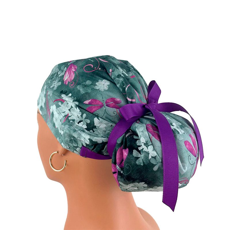 European Style Scrub Cap (Grosgrain Ribbon) - Dragon-fly - Image 4