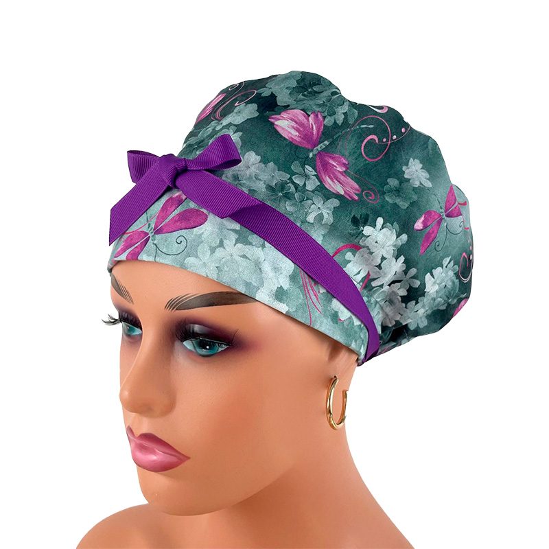 European Style Scrub Cap (Grosgrain Ribbon) - Dragon-fly - Image 3