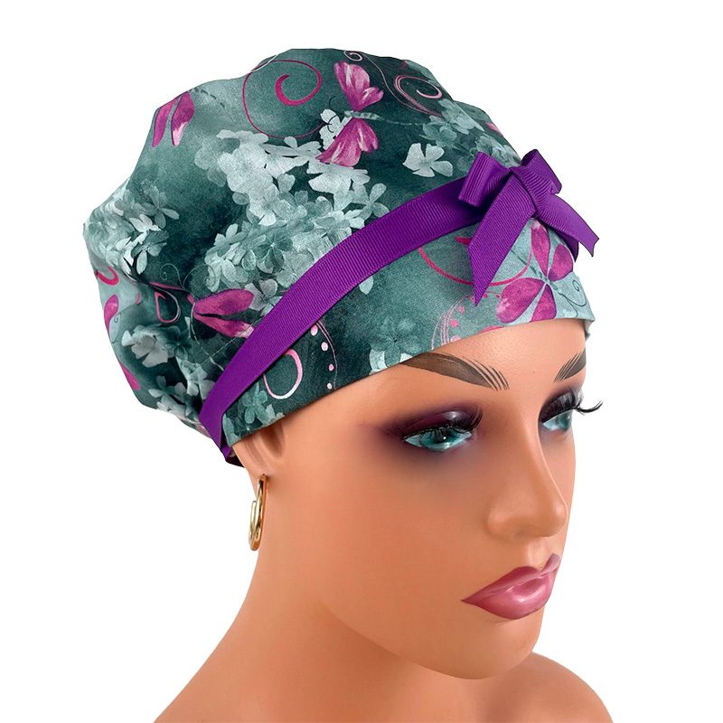 European Style Scrub Cap (Grosgrain Ribbon) - Dragon-fly