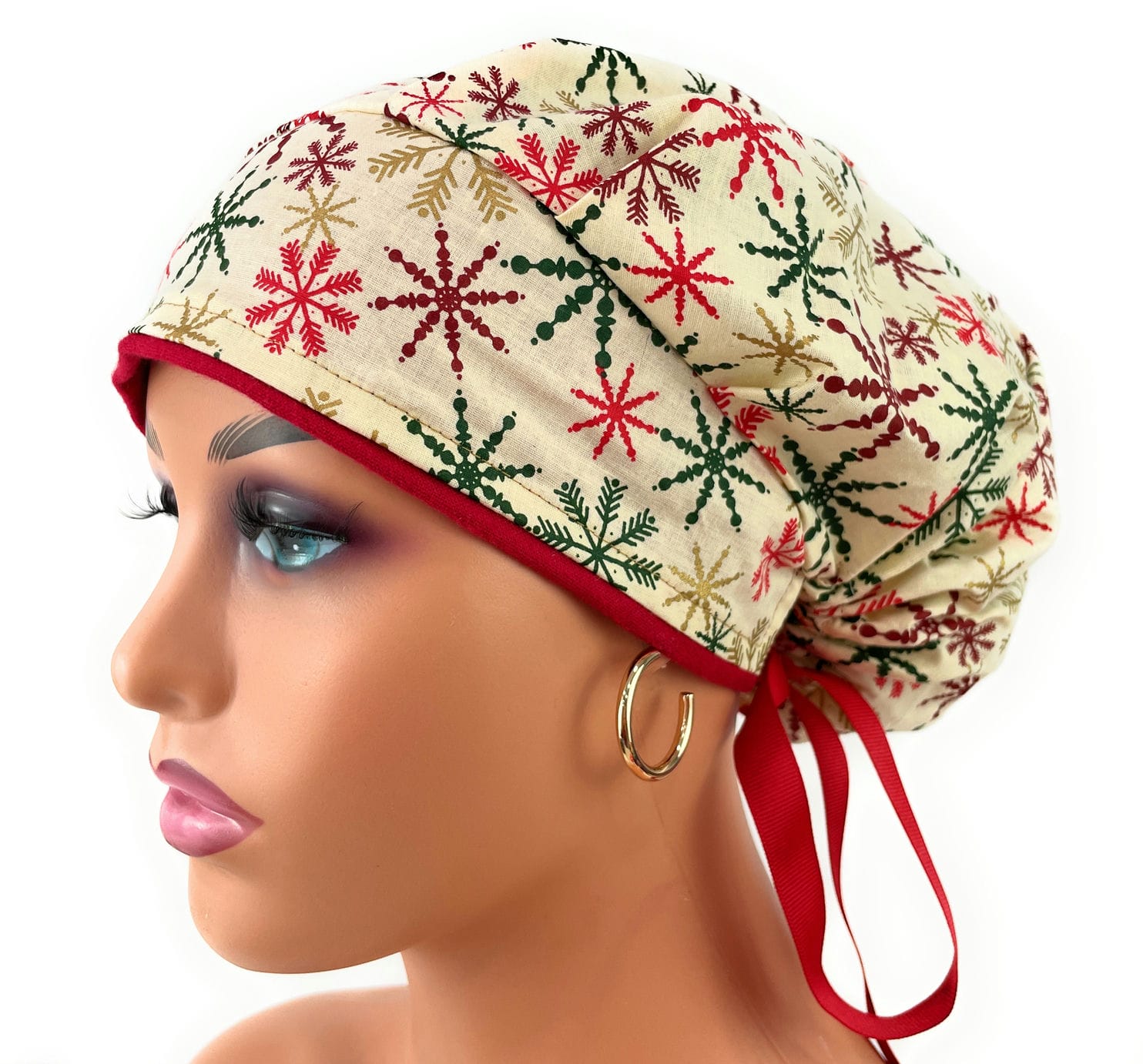 Bouffant Medical Scrub Cap - Colorful Snowflakes - Image 2