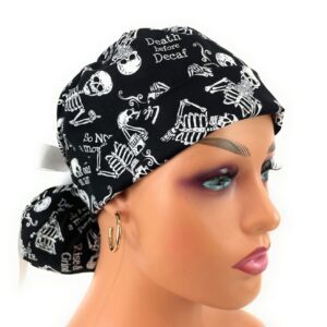 Turn Up Ponytail Medical Scrub Cap - Dying for Coffee