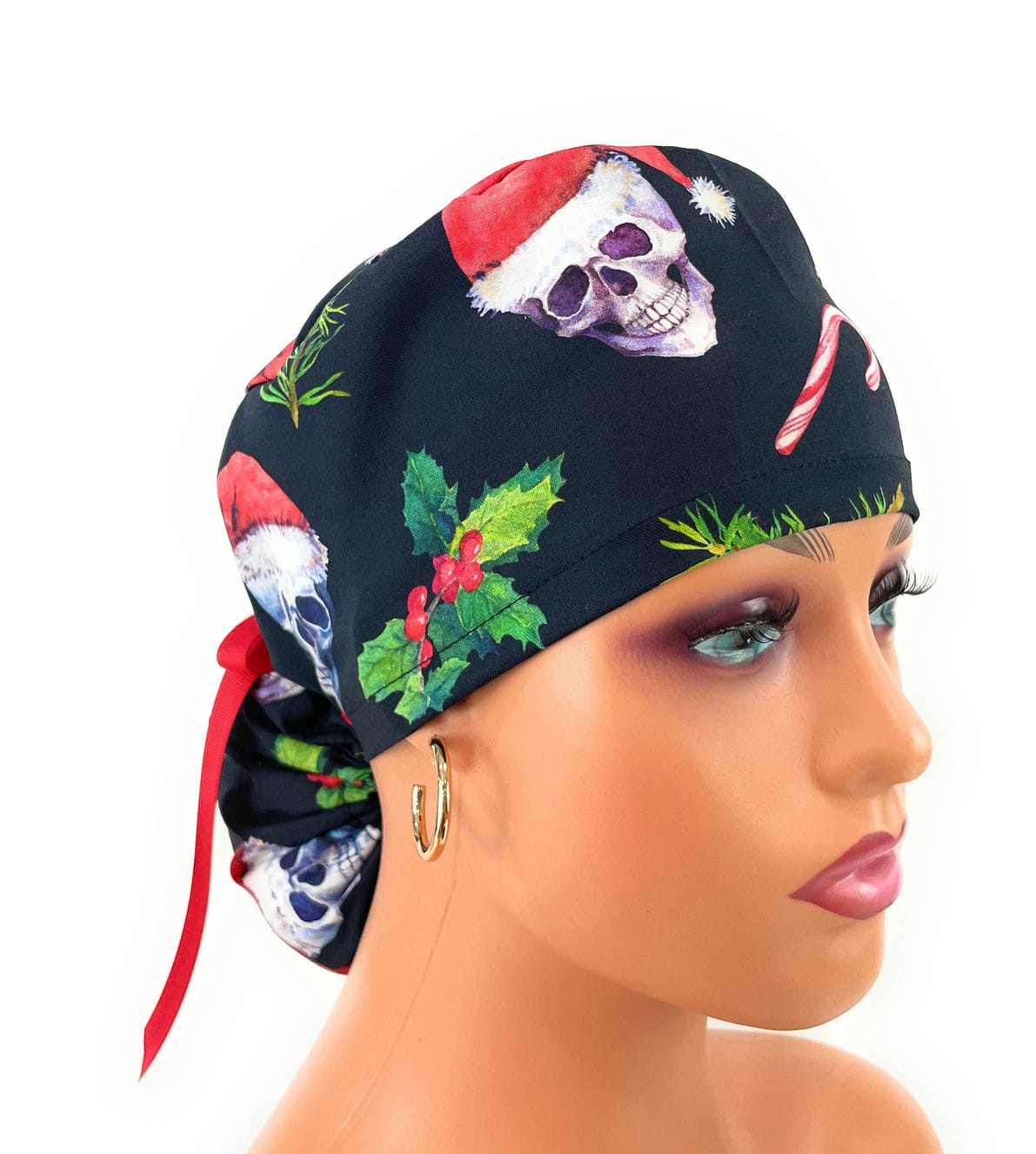Ponytail Medical Scrub Cap – Ironic Santa Skulls - DIGITAL