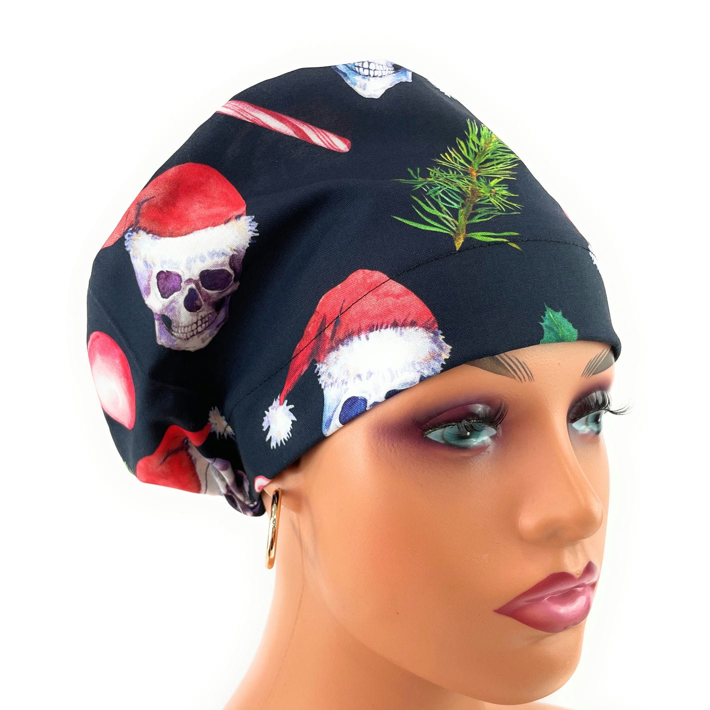 European Style Scrub Cap – (Sateen Ribbon) Ironic Santa Skulls - DIGITAL - Image 8
