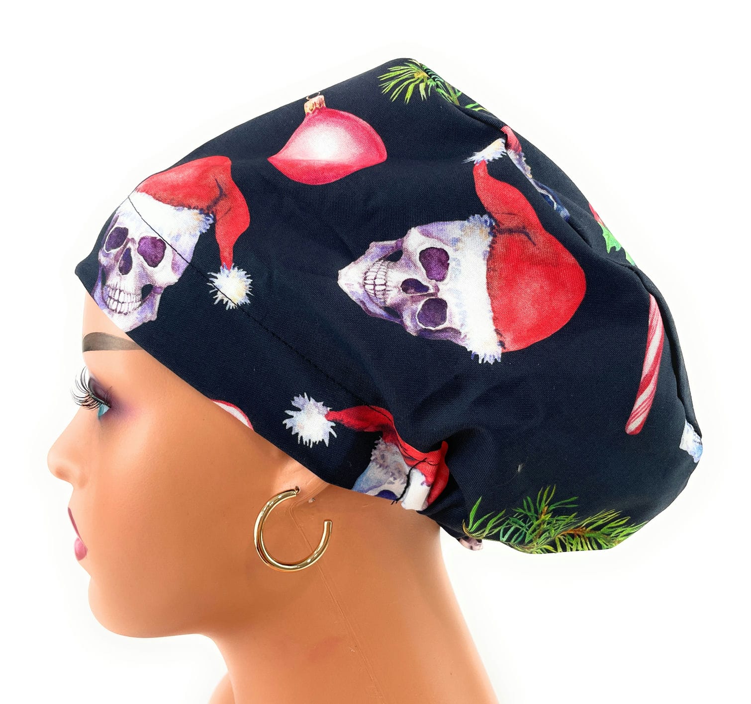 European Style Scrub Cap – (Sateen Ribbon) Ironic Santa Skulls - DIGITAL - Image 11