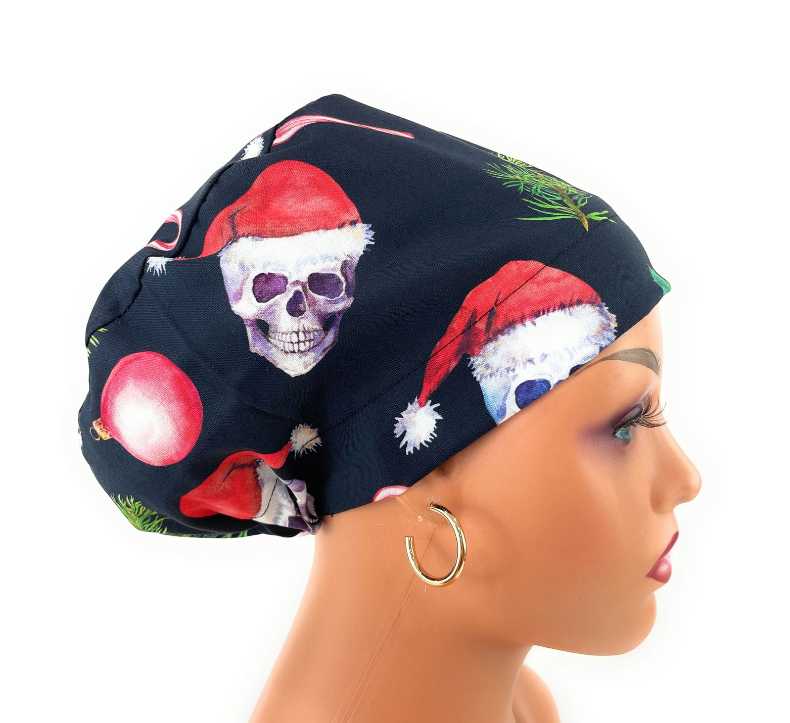 European Style Scrub Cap – (Sateen Ribbon) Ironic Santa Skulls - DIGITAL - Image 10