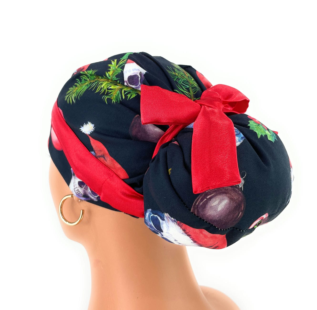 European Style Scrub Cap – (Sateen Ribbon) Ironic Santa Skulls - DIGITAL - Image 7
