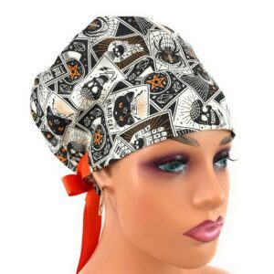 European Style Scrub Cap – (Grosgrain Ribbon) Halloween Spellbound