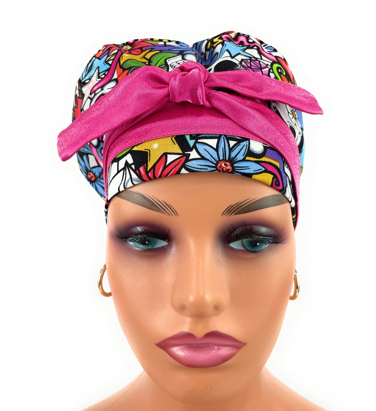 European Style Scrub Cap – (Sateen Ribbon) Love Is Love - Queer Street Skulls - Image 4