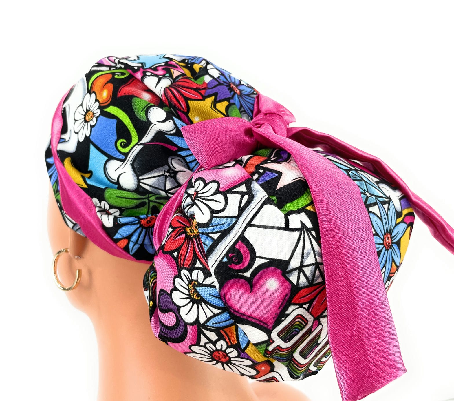 European Style Scrub Cap – (Sateen Ribbon) Love Is Love - Queer Street Skulls - Image 8