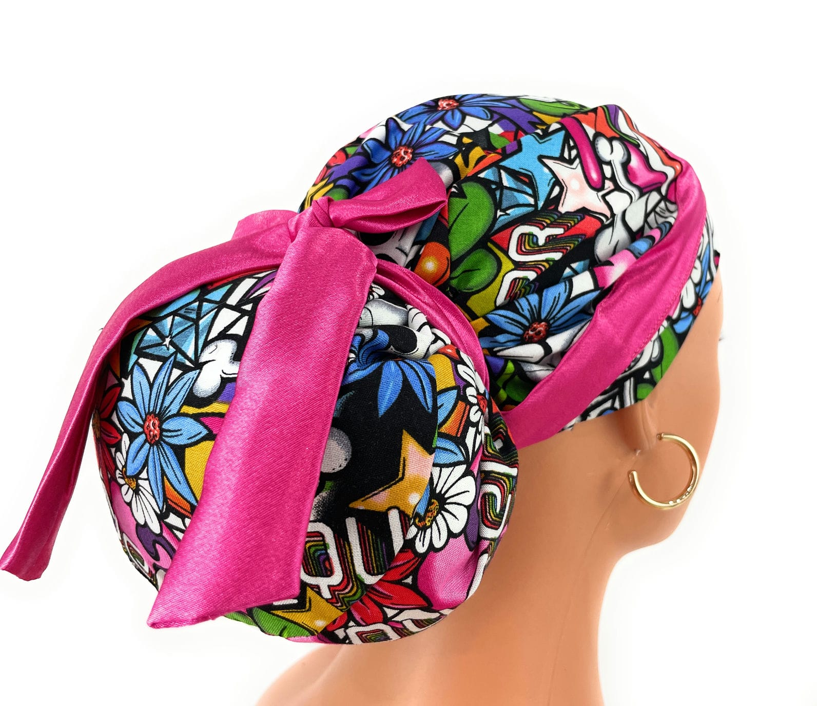 European Style Scrub Cap – (Sateen Ribbon) Love Is Love - Queer Street Skulls - Image 6