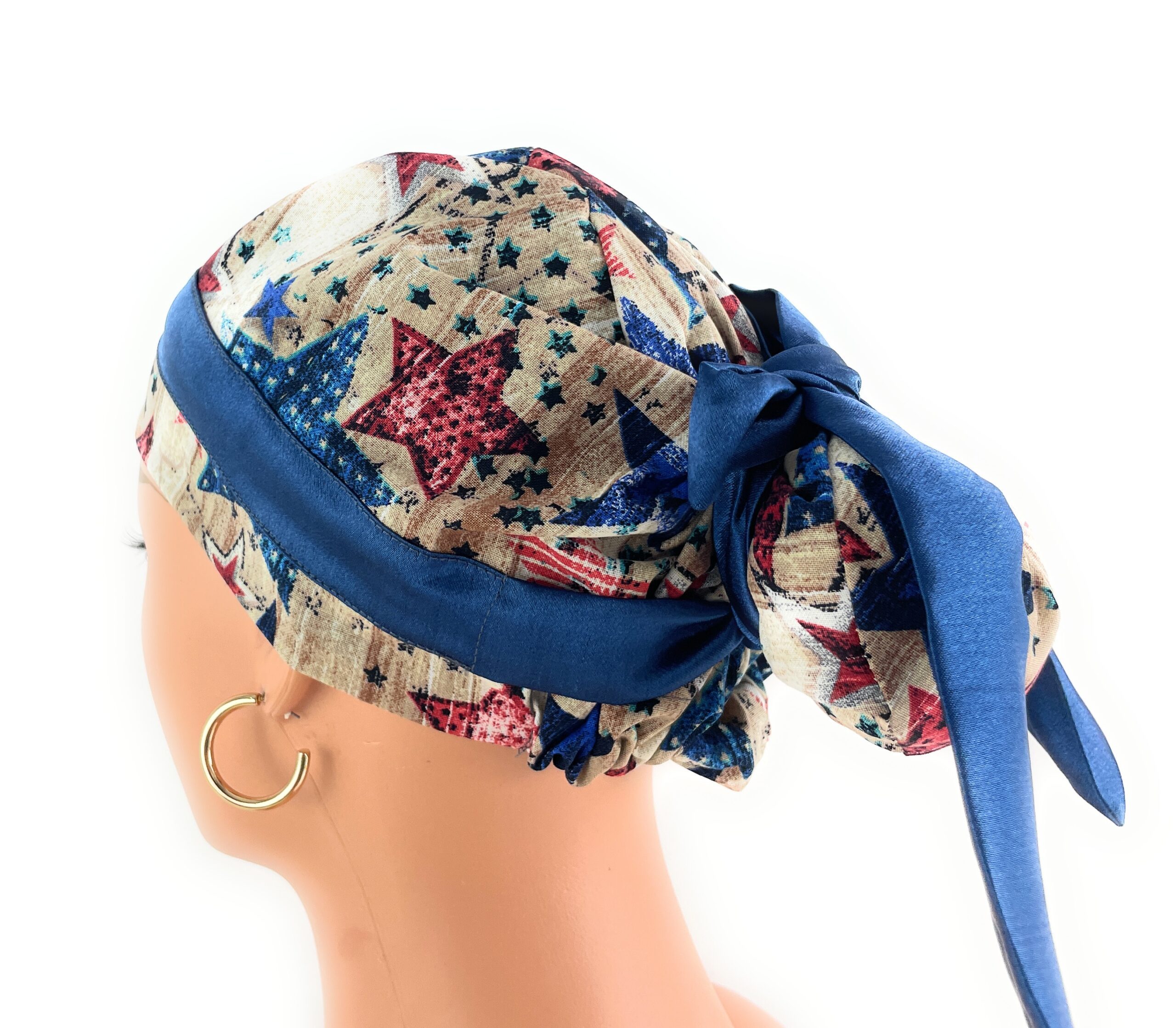 European Style Scrub Cap – (Sateen Ribbon) - Patriotic Picnic - Image 13