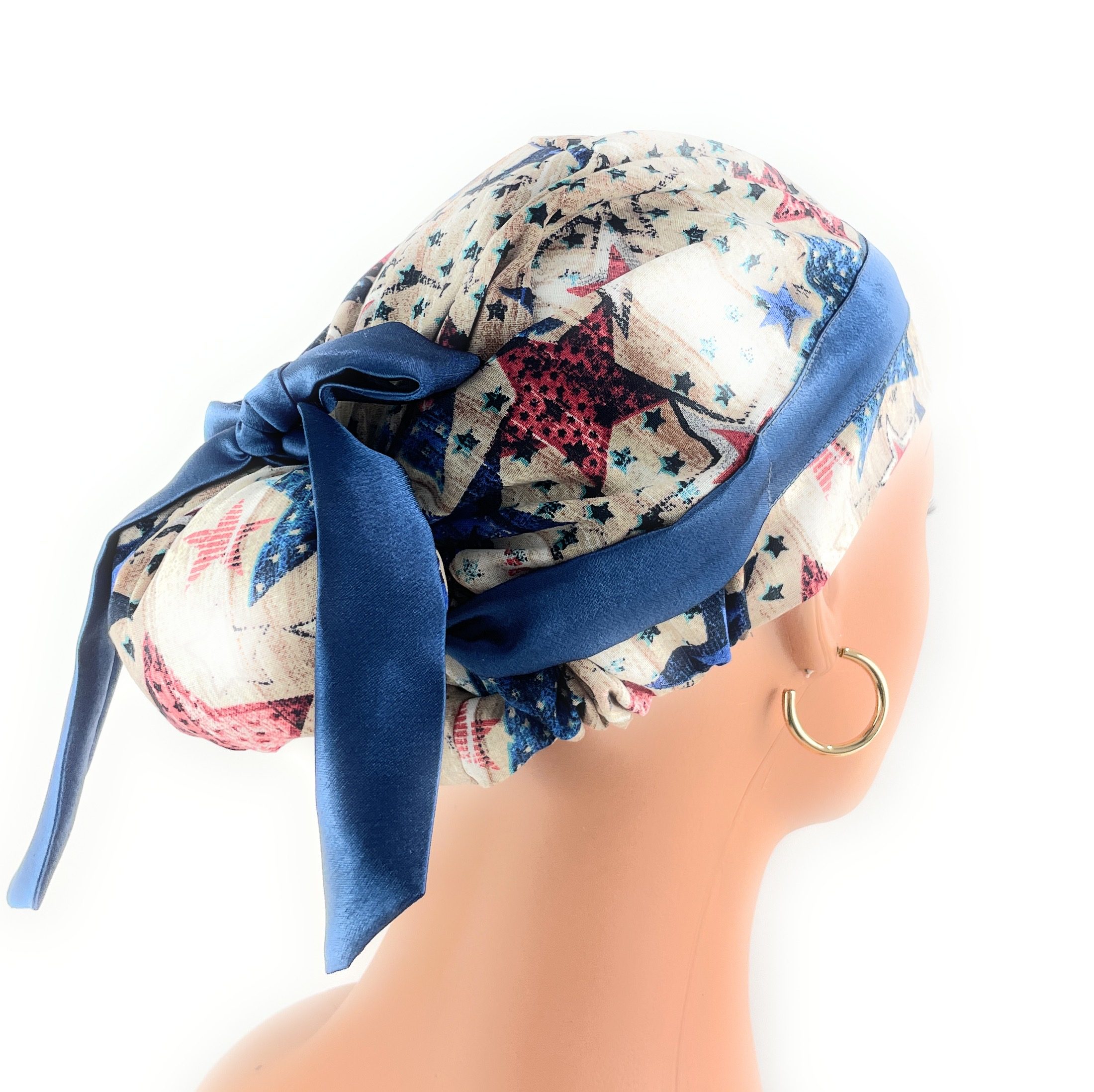 European Style Scrub Cap – (Sateen Ribbon) - Patriotic Picnic - Image 11