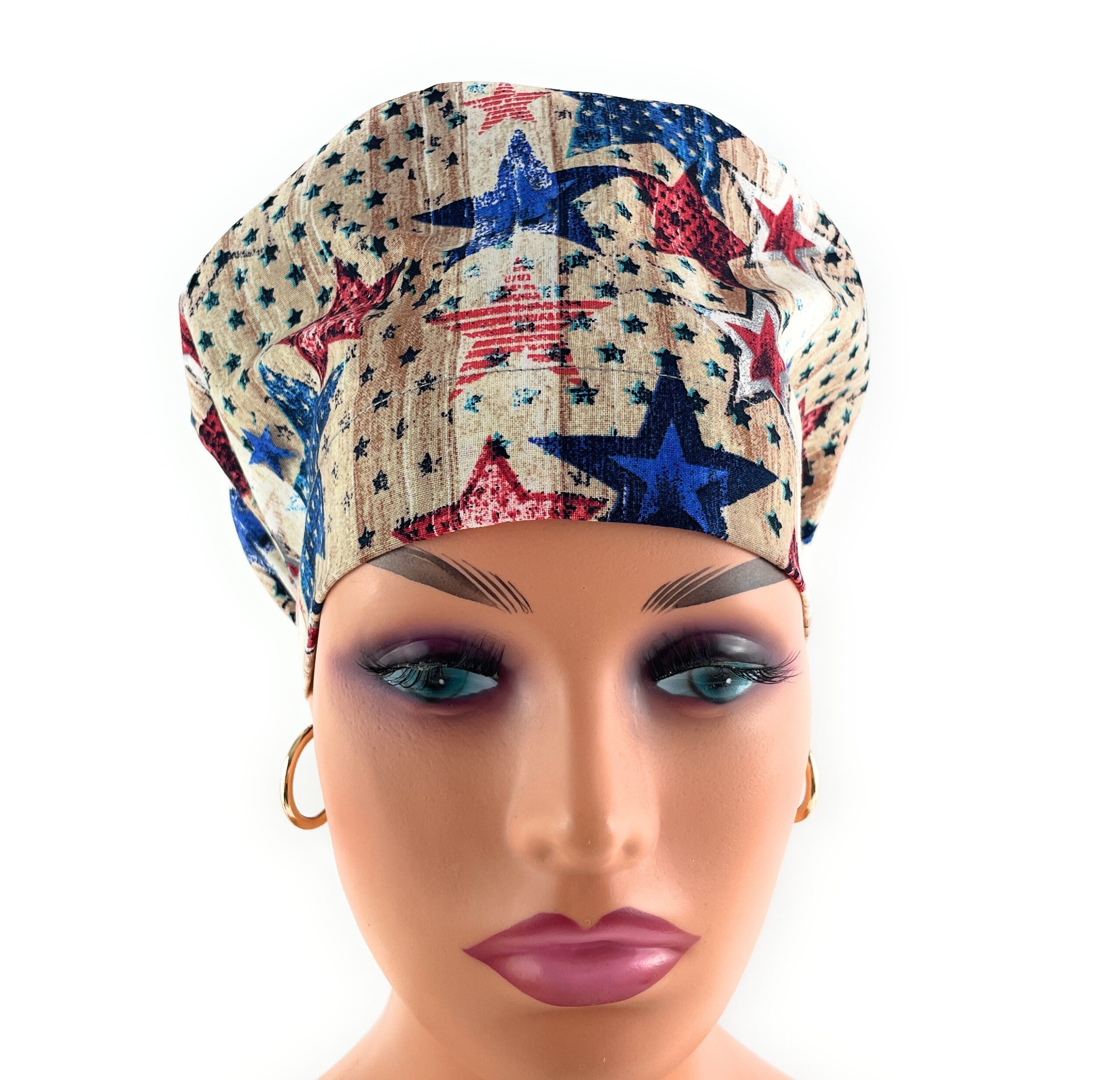 European Style Scrub Cap – (Grosgrain Ribbon) - (No Ribbon) - Patriotic Picnic - Image 6