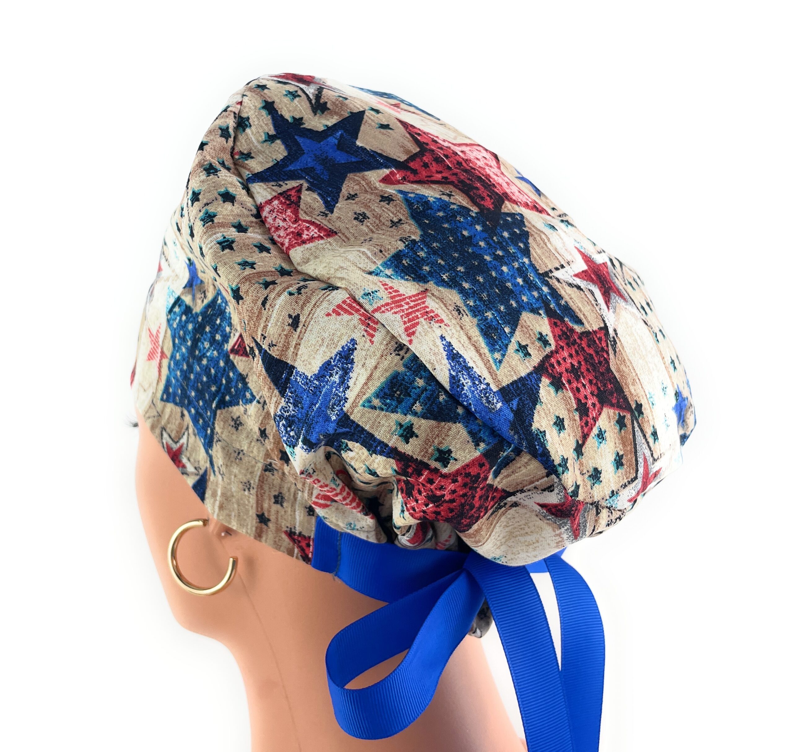 European Style Scrub Cap – (Grosgrain Ribbon) - (No Ribbon) - Patriotic Picnic - Image 13