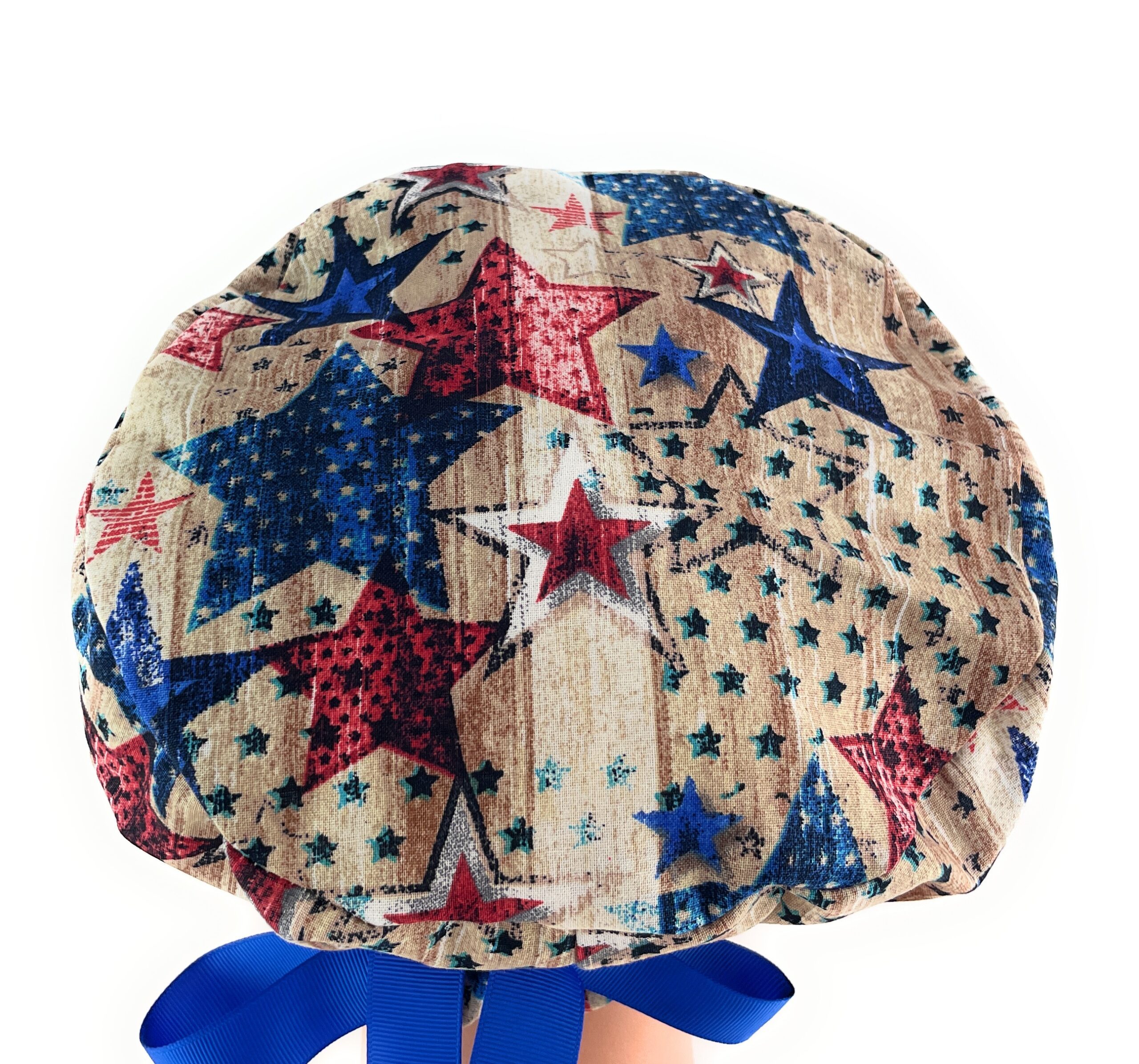 European Style Scrub Cap – (Grosgrain Ribbon) - (No Ribbon) - Patriotic Picnic - Image 12