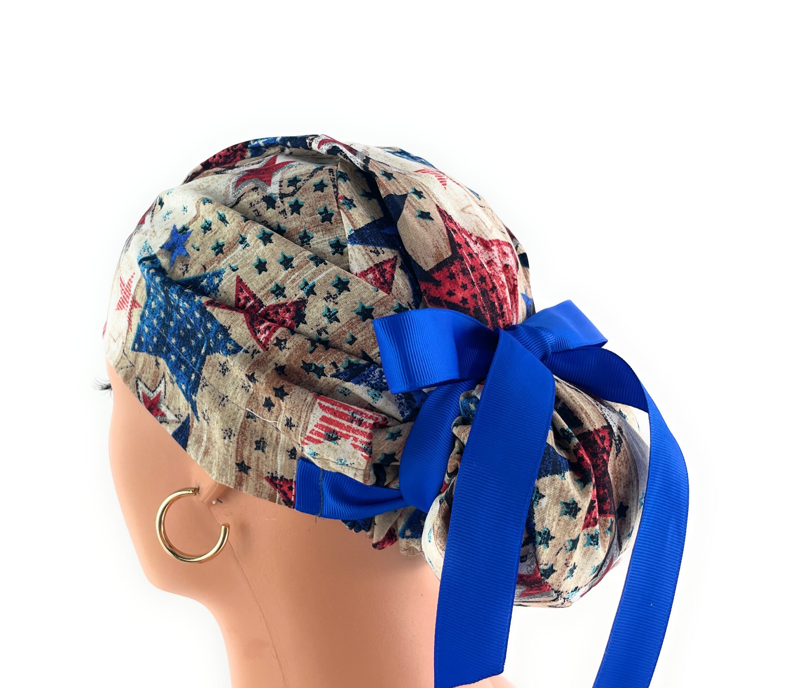 European Style Scrub Cap – (Grosgrain Ribbon) - (No Ribbon) - Patriotic Picnic - Image 10