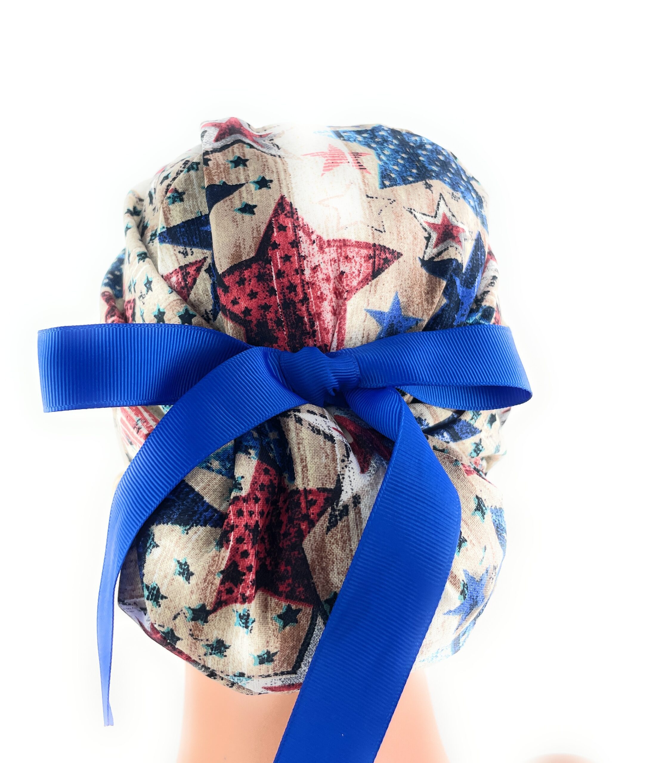 European Style Scrub Cap – (Grosgrain Ribbon) - (No Ribbon) - Patriotic Picnic - Image 9