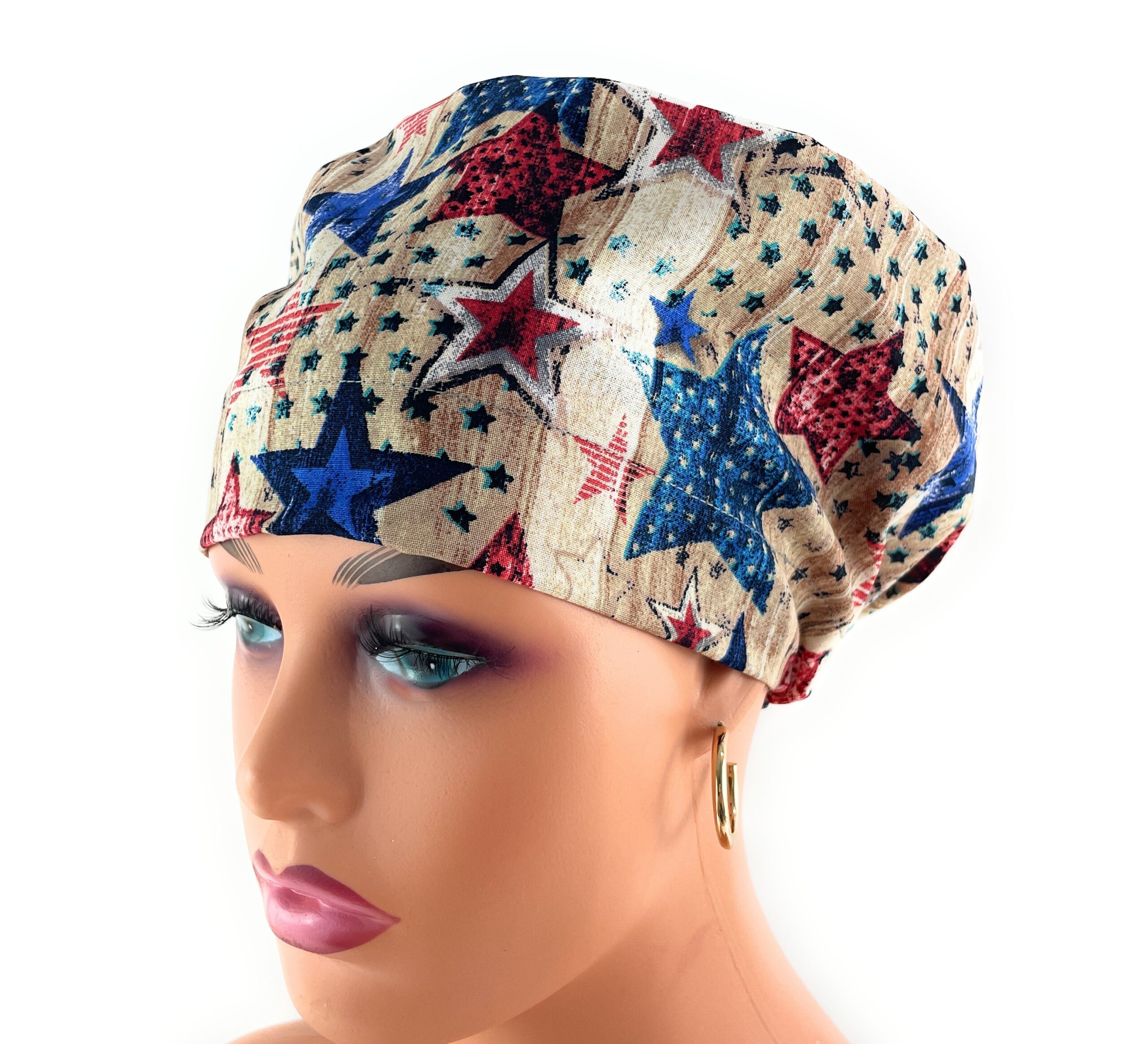 European Style Scrub Cap – (Grosgrain Ribbon) - (No Ribbon) - Patriotic Picnic - Image 16