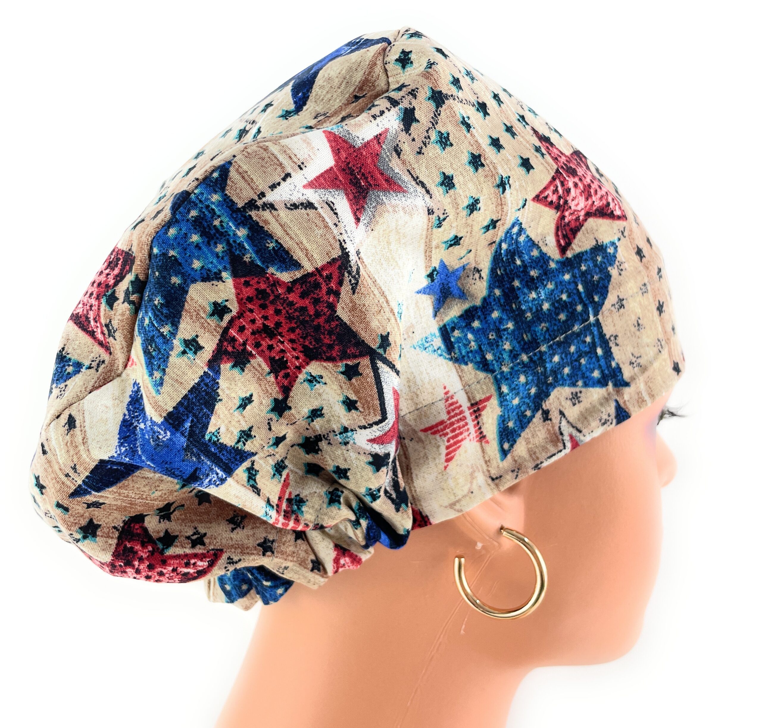European Style Scrub Cap – (Grosgrain Ribbon) - (No Ribbon) - Patriotic Picnic - Image 17