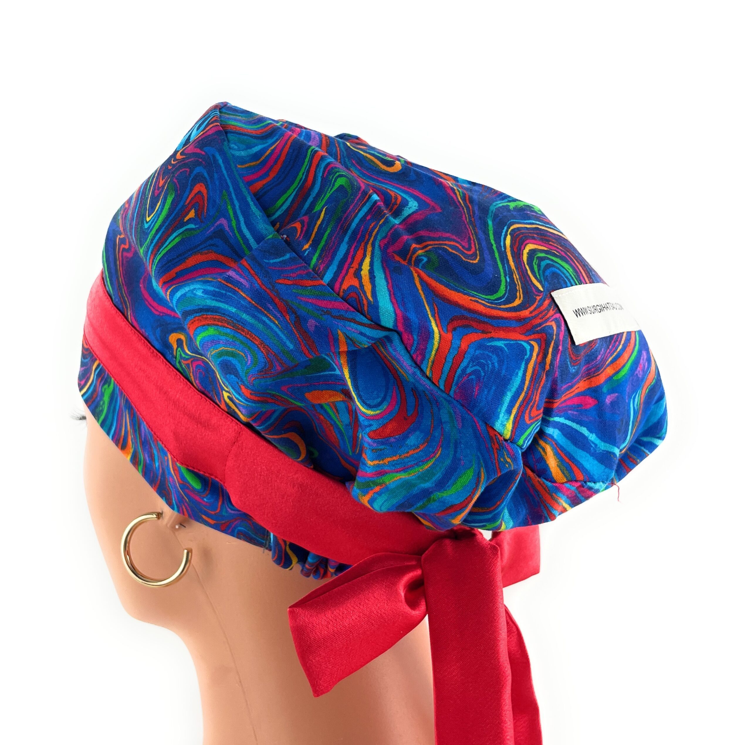European Style Scrub Cap – (Sateen Ribbon) - Americana/Oil Slick/Patriotic - Image 10