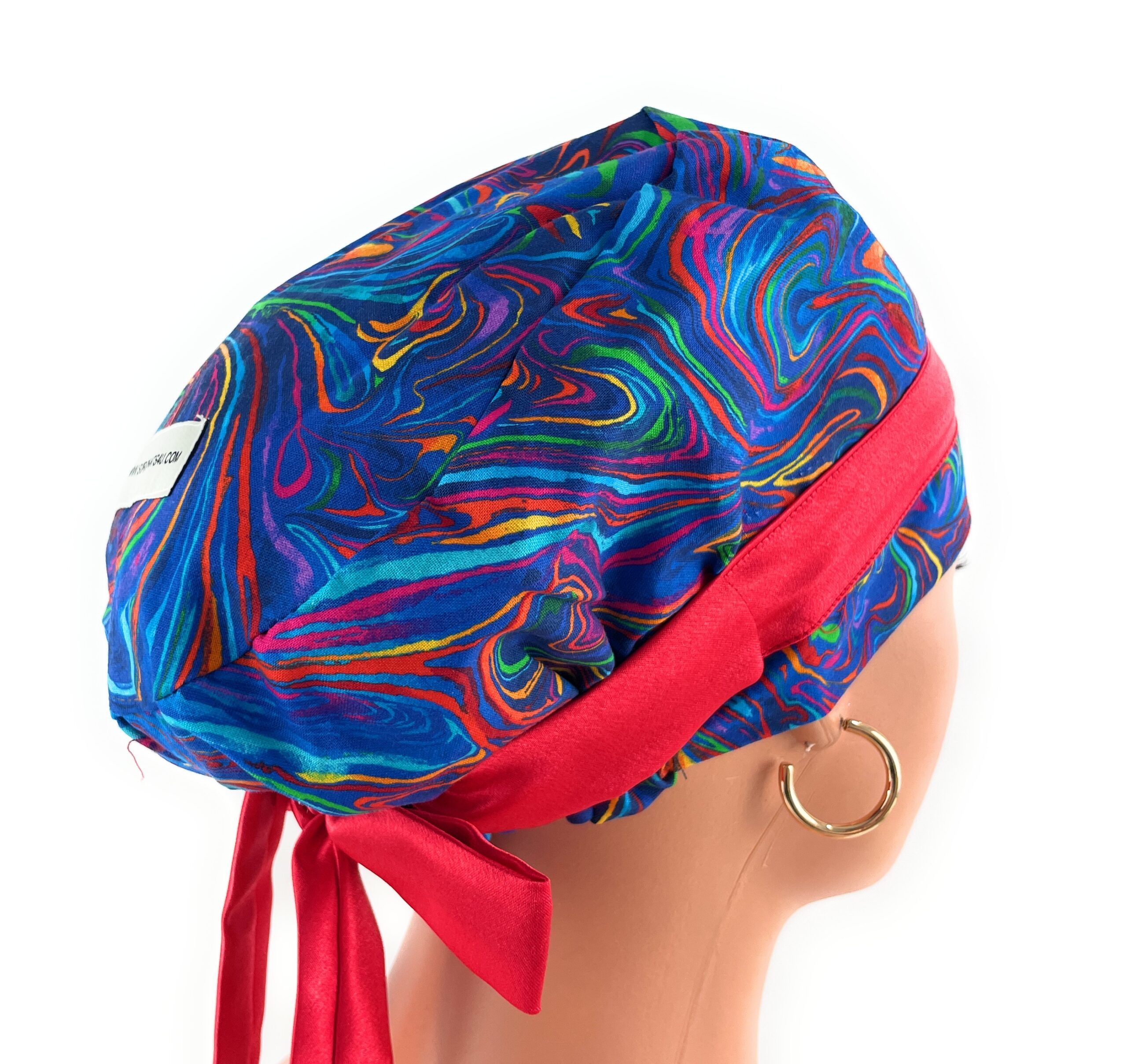 European Style Scrub Cap – (Sateen Ribbon) - Americana/Oil Slick/Patriotic - Image 8